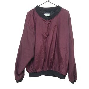 90s Nylon‎ Windshirt Pullover L Burgundy Black Micro Check Golf Retro Gorpcore